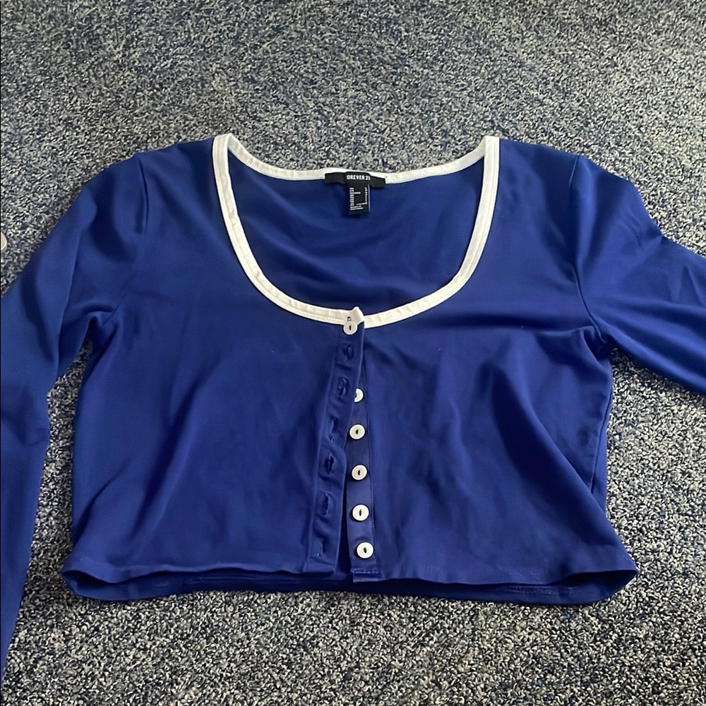 Stylish Blue Long Sleeve Top